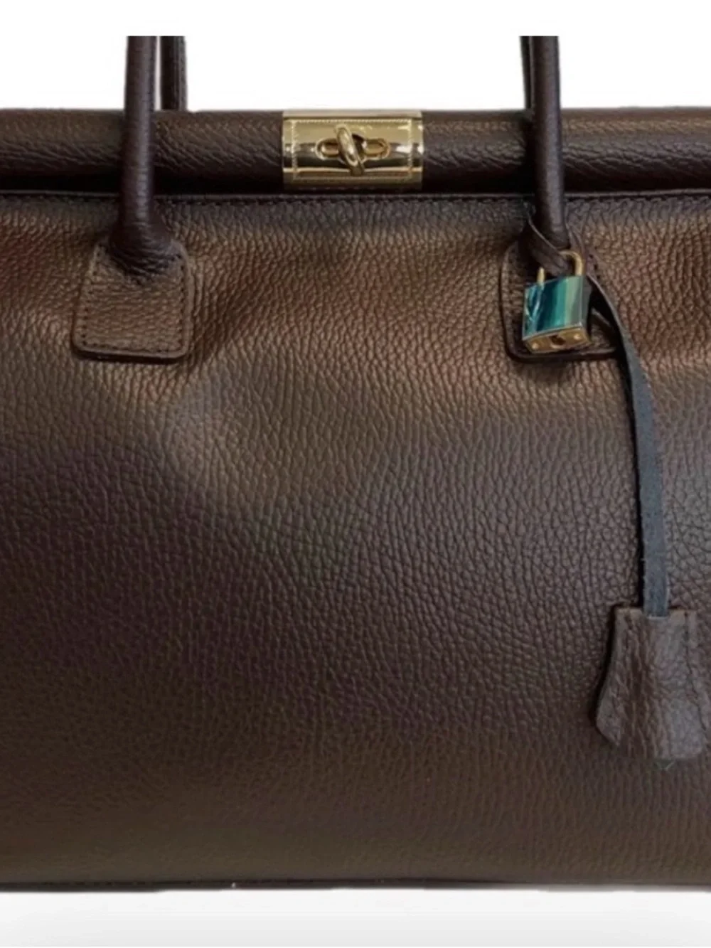 NWOT- Dark Brown Genuine Leather Top Handle Bag - Doubles As A Carryall